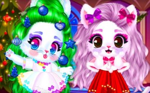 Cat and Rabbit Holiday Dress Up Game Online